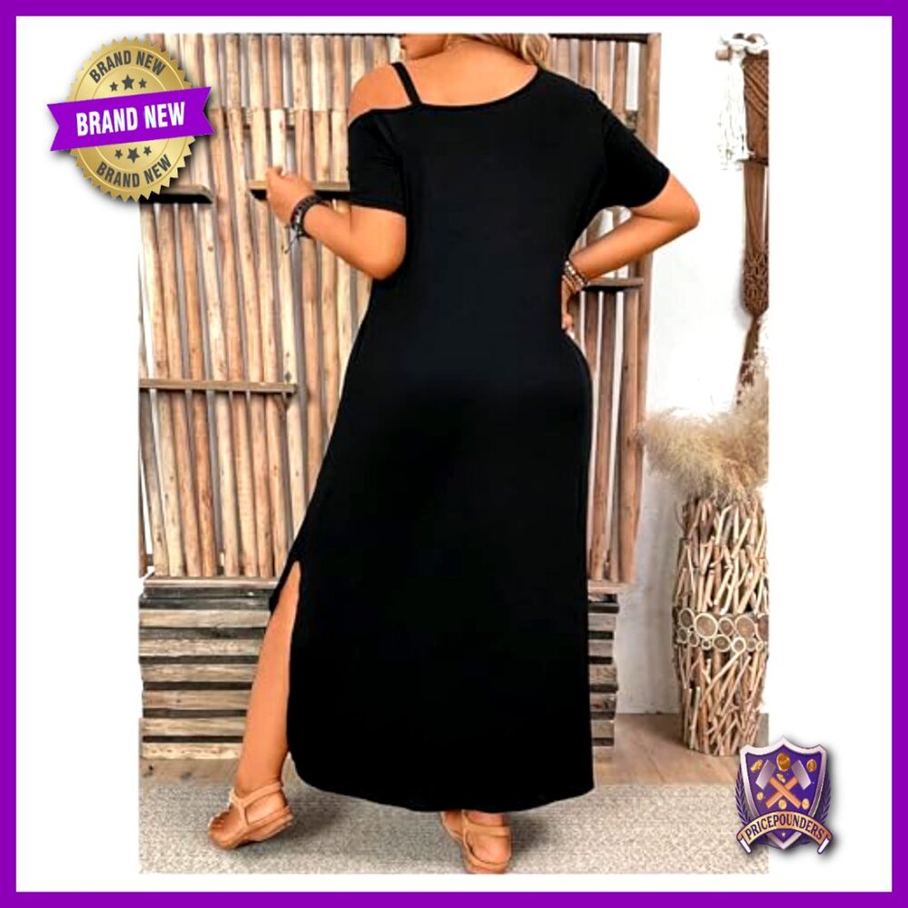 Plus Size Cold Shoulder Split Hem Maxi Dress Casu… - image 2